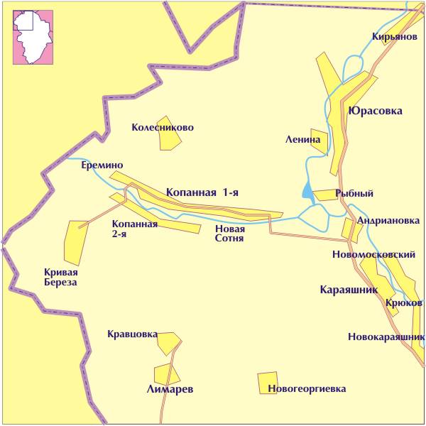 Карта ольховатского района воронежской области с водоемами