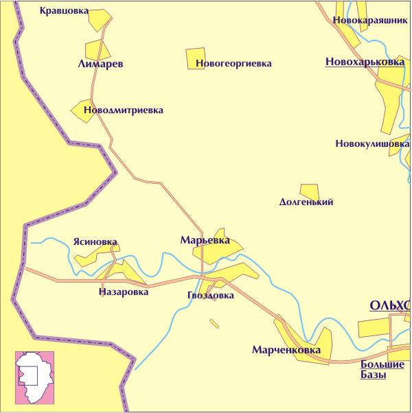 Карта ольховатского района воронежской области с водоемами